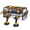Rack de armazenamento de ferramentas elétricas, rack de armazenamento de ferramentas de garagem, rack de ferramentas de metal montado na parede, rack de armazenamento prático, placa de madeira