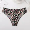 Roupas Íntimas Femininas Europeias e Americanas Plus Size com Estampa de Leopardo Pura Seda de Gelo com Parte Inferior de Algodão Peça Única Cintura Baixa Calcinhas Femininas Fábrica