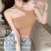 Camisola de hombro para mujer con cinturón y cojín para el pecho