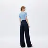 Jeans 2025 Feminino Primavera Design de Dobra Dupla Perna Larga Anti-Rugas Liso Original Vaca Sem Cair Calças Mop