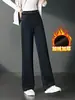 2063 Jeans de Perna Larga com Veludo Plus Inverno para Mulheres de Meia-Idade Roupas Infantis Cintura Elástica Calças de Algodão Engrossadas Calças Casuais de Cintura Alta