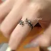 Anel Feminino Pequeno Galho com Folhas de Diamante Frescas Moda Versátil Moda Elegante Vento Frio Aberto Ajustável Dedo Indicador
