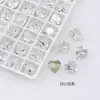 Rinestones para Uñas Artísticas Hielo Triturado Dongzhou, Diseño Blanco Ovalado y Cuadrado Grueso de Flor de Hielo, Uñas Artísticas Portables con Rinestones en Forma de Corazón con Grietas de Hielo, Decoraciones para Uñas Artísticas
