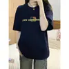 Camiseta de Algodón de Manga Corta Oversize Estampado de Gatito Estilo Retro Americano Verano para Mujer Marca Trendy Holgada Ins