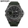 Reloj electrónico multifuncional de la marca Sanda, muy vendido, para hombre, con doble pantalla, resistente al agua, luminoso, deportivo, reloj despertador de moda.