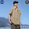 Camisa Casual Estilo Hong Kong Marca NASA Masculina Verão 2025 Nova Solta Manga Curta High-end Versátil Top Jaqueta