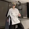 Camiseta masculina de manga curta com estampa de letras da moda estilo americano 2025, camiseta solta casual de verão da marca da moda