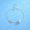 Estilo Coreano ins Novo s925 Prata Esterlina Pulseira de Pérolas Feminina Pequena Fresca Elegante Costura Diamante Trevo de Quatro Folhas DIY Pulseira
