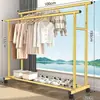 Cabide de Chão Simples Extra Espesso e Resistente para Uso Doméstico no Quarto ou Varanda, Varal Duplo com Rodinhas, Suporte para Secar Roupas