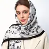 Fábrica de Venda e Exportação de Algodão e Linho Zhimanhua Lenço de Seda Preto com Padrão Aleatório Algodão e Linho Boa Sensação Lenço Longo Feminino Lenço de Primavera e Outono