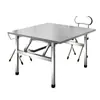 Mesa plegable para uso doméstico, acero inoxidable, portátil, adecuada para camping, picnics, barbacoas, montaje de puestos, mercados nocturnos, no requiere instalación, mesa de comedor plegable