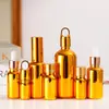 Frasco de Óleo Essencial Galvanizado a Ouro Transfronteiriço 10ml Frasco com Conta-gotas de Vidro Frasco Vazio para Reembalagem de Loção Cosmética Frasco Spray Portátil