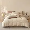 Nuevo juego de ropa de cama minimalista, sin estampado, de algodón lavado, satén cepillado, jacquard grande de tres o cuatro piezas, 2026