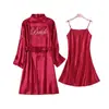 Robe de Noiva, Roupão, Camisola Feminina, Maquiagem de Casamento, Grupo de Madrinhas, Quimono Cardigã para Casamento, Roupão de Banho, Pijama de Manga Comprida, Outono Feminino