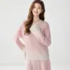 Suéter de Cachemira con Cuello Redondo, Lentejuelas Degradado de Cielo Estrellado, Tejido de Punto de Manga Larga para Mujer, Patrón de Diamante, Hueco, Color Suave Pegajoso, Bloque de Color