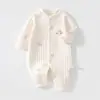 Body de Algodão Puro Classe A para Recém-Nascido Manga Longa Três Camadas Quente para Primavera Outono Inverno Roupão para Bebê Recém-Nascido Roupas para Engatinhar em Casa