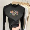 Camisa Básica de Veludo com Gola Alta Meia-Manga para Meninas Nova Coleção Primavera & Outono 2025 Camiseta Interna de Manga Longa para Crianças Top Quente para Meninas