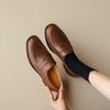 Mocasines de piel estilo academia británica, primavera 2023, nuevos zapatos de tacón bajo de piel de vaca, boca profunda, de una sola capa, zapatos pequeños de piel para mujer.