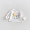 Camiseta Infantil Super Fofa Estampada 2026 Nova Outono Bebê Desenho Animado Camisa Básica Gato Infantil Top Zqy6141