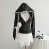 Roupas femininas estilo y2k estilo coreano outono e inverno versátil nova doce picante garota retrô poá ins jaqueta cardigan curta com capuz