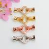 Hebilla de Lazo de Circonita Rellena de Oro de 14K con Perla Accesorios de Joyería DIY Hebilla en Forma de Flor Conexión de Cadena para Suéter Hebilla de Acabado Cabeza