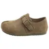 Otoño Nuevo Estilo Bosque Zapatos Birkenstock de Punta Dividida para Mujer 2026 Nuevos Zapatos Individuales Casuales Versátiles para Mujer de Gamuza Mate con una Correa