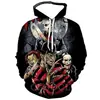 Novo Suéter com Capuz Casual Outono 2023 para Homens, Gola Redonda, Impressão 3D, Tema Halloween Natal Noite Grito