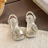 Sandalias Florales para Bebés Niñas 2026 Verano Nuevas Zapatos de Playa con Suela Suave para Niñas Pequeñas, Estilo Coreano Elegantes Zapatos de Princesa