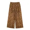 Conjunto informal de dos piezas para mujer, estilo europeo y americano, otoño, estampado de leopardo, top y pantalones 11029