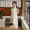 Vestido de Verano para Niñas Estilo Nuevo para Estudiantes de Secundaria, Diseño de Caqui Estilo Chino, Conjunto de Vestido Cheongsam para Niñas