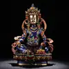 Coleção Antiga Cobre Incrustado Esmalte Cloisonné Xizang Deus Amarelo da Riqueza Ornamentos Decoração de Casa Presentes Criativos Atacado