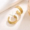 Moda Europea y Americana Diseño Geométrico en Forma de U Aretes de Acero Inoxidable Personalizados Versátiles Acero de Titanio Electrochapado en Oro Real de 18K para Mujeres