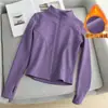 Jaqueta de Yoga com Forro de Fleece e Espessada, Manga Longa Elástica de Primavera para Esportes e Fitness, Top de Corte Justo, Exclusivamente para Vendas Transfronteiriças