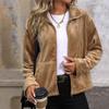 Amazon Estación Independiente 2024 Nueva Chaqueta Transfronteriza de Otoño e Invierno Solapa Europea y Americana Bolsillo de Felpa Cremallera Chaqueta Color Sólido
