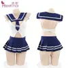 Lencería sexy Feimu, uniforme seductor, body con corte en la entrepierna y sin entrepierna, atuendo estilo universitario, ropa apasionada 7016