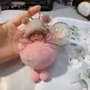 Lindo suave llavero de muñeca linda creativo accesorios de flor eterna de piel de conejo Rex colgante para bolsa de coche pequeño regalo al por mayor