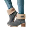 Botas para mujer de talla grande para comercio exterior, estilo Wish Amazon, otoño e invierno 2026, botas de nieve de gamuza con tacón grueso de media caña, estilo europeo y americano, botas de algodón para mujer
