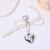 Colgante de lazo de moda, colgante de perla con forma de corazón, cadena para teléfono móvil, exquisita bolsa de regalo pequeña con colgante.