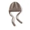 Gorro de cachemira 100% puro para mujer, moderno y sencillo, cálido para otoño e invierno, nuevo diseño de color liso con cordón, estilo trenzado y gorro de punto que cubre las orejas