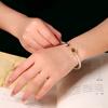 Joias de Prata Prata Pura 999.9 Esmalte Dourado Flor Auspiciosa Pulseira Moda Versátil Luxo Leve Bracelete Aberto
