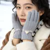 Luvas de Tela Sensível ao Toque Inverno Quente Femininas Espessadas Luvas de Estudante Femininas Inverno Estilo Coreano Ins Desenho Animado Fofo Luvas de Ciclismo