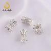 Ouro 14K micro cravejado com zircônia contas espaçadoras de cintura fina pulseira DIY feita à mão material porta-flores dupla face contas de chifre de ouro branco