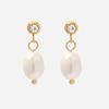 Pendientes Estilo Ins Elegantes Naturales Combinables Distintivos Exquisitos Pendientes de Diamantes con Perlas Naturales de Agua Dulce de 18k para Mujer