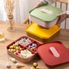 Plato de frutas cuadrado de color elegante para el hogar, caja de almacenamiento de frutas secas, mesa de café para sala de estar, caja de dulces, caja de bocadillos de cuatro compartimentos