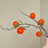 Caqui Ruyi 5-Cabeças Caqui Geado Enfeites de Frutas Artificiais Sala de Estar Arranjo de Flores Galhos de Frutas Enfeites de Plantas Verdes Artificiais
