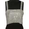 AYJ Amazon Lentejuelas Fiesta de Noche Cóctel Camisola Sexy con Malla Metálica de Lentejuelas Espalda Descubierta