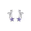 Pendientes de Plata S925 con Aguja, Súper Brillantes, Nudo de Lazo Completo de Diamante, Borla de Estrella, Diseño Versátil de Moda Personalizado, Pendientes de Lujo Ligero