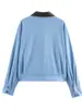 Moda Femenina Transfronteriza Primavera 2026 Nuevo Estilo Europeo y Americano Único Estilo Callejero Versátil Chaqueta de Pana con Retazos y Cuello de Cuero