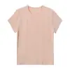 Top Feminino Manga Curta Aboutsea Verão Bambu Algodão Ombro Direito Gola Redonda Slim Fit Seco e Respirável Cor Sólida Versátil para Mulheres