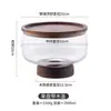 Bandeja de frutas de vidrio con base y tapa de madera maciza vintage, bandeja transparente grande para bocadillos y nueces, adorno decorativo para mesa de centro de sala de estar